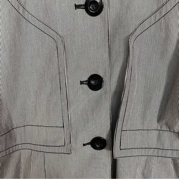 Kenneth Cole Reaction Striped Button Front Cotton Blend Shirt Jacket Top Size 6 - Picture 4 of 10